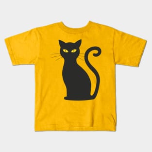 Halloween Yellow Eye Cat Kids T-Shirt